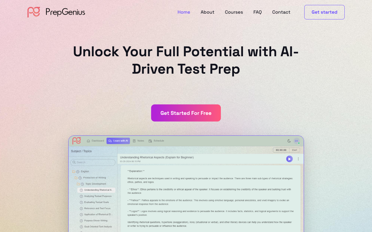 PrepGenius: Tailored AI Test Prep for Success