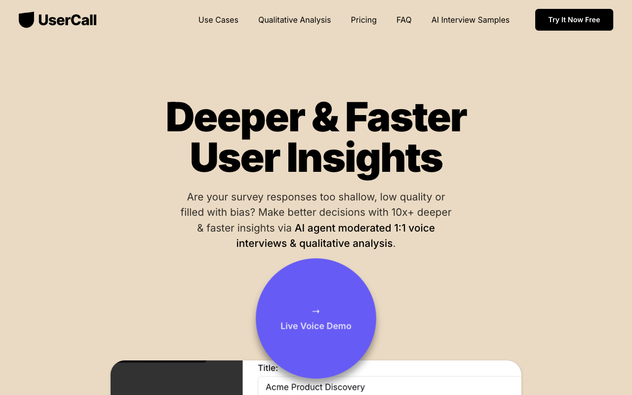 UserCall - AI Voice User Interviews
