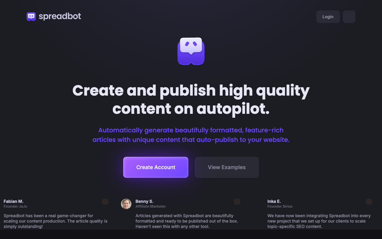 Spreadbot - Create and publish high quality content on autopilot