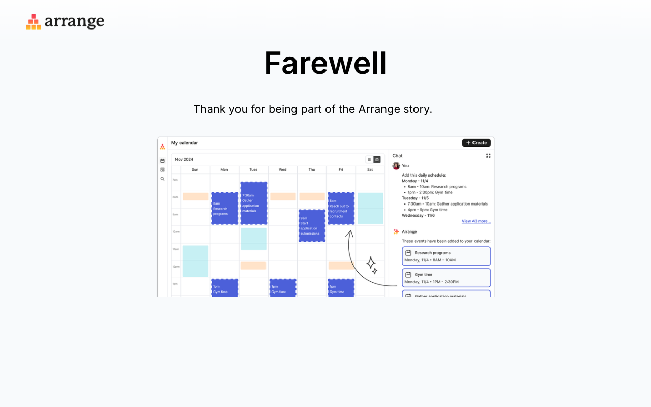 Arrange - ChatGPT for your calendar AI Productivity