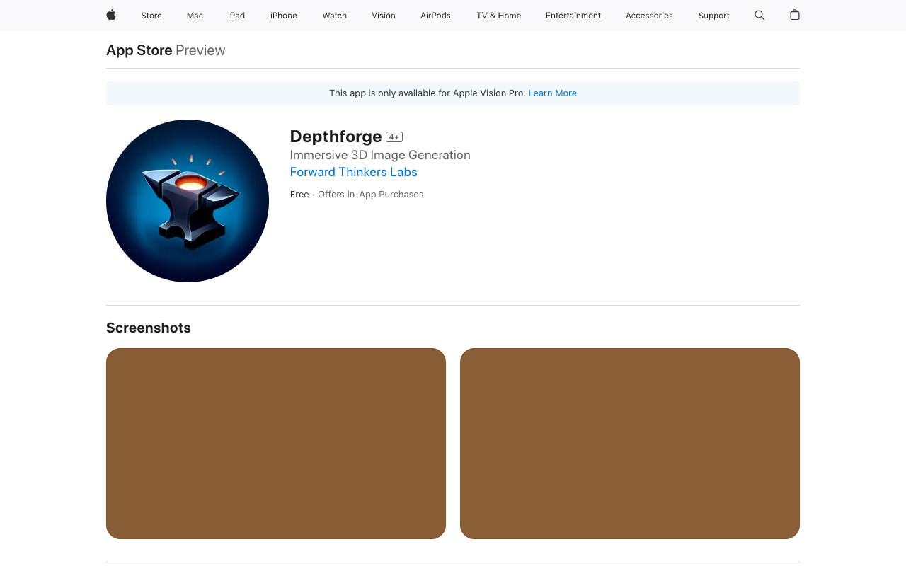 Depthforge - Immersive 3D Image Generation for Apple Vision Pro