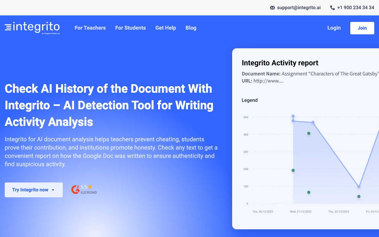Integrito - Detect undetectable AI, see how the text was written
