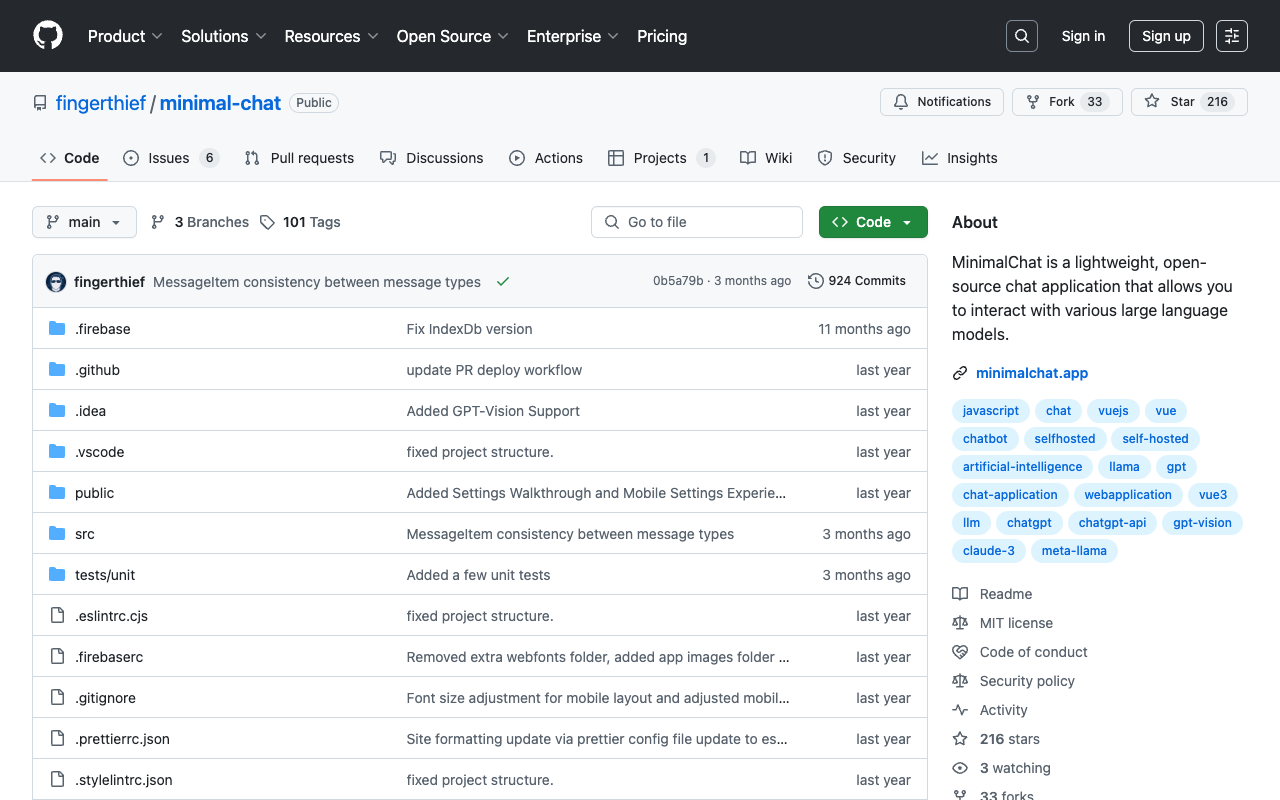 MinimalChat - A Minimal Full Featured LLM Chat Application