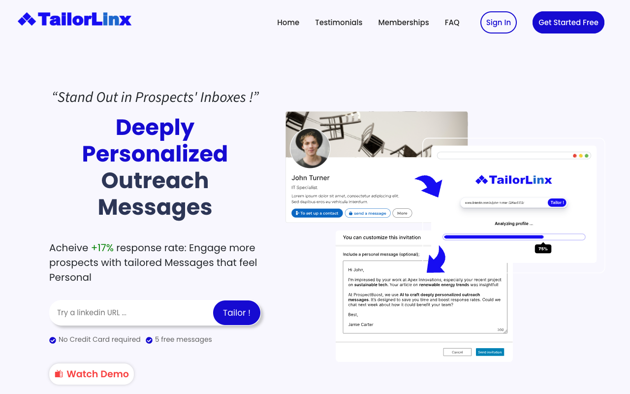 TailorLinx - Personalized Sales Outreach Made Simple AI Sales SaaS