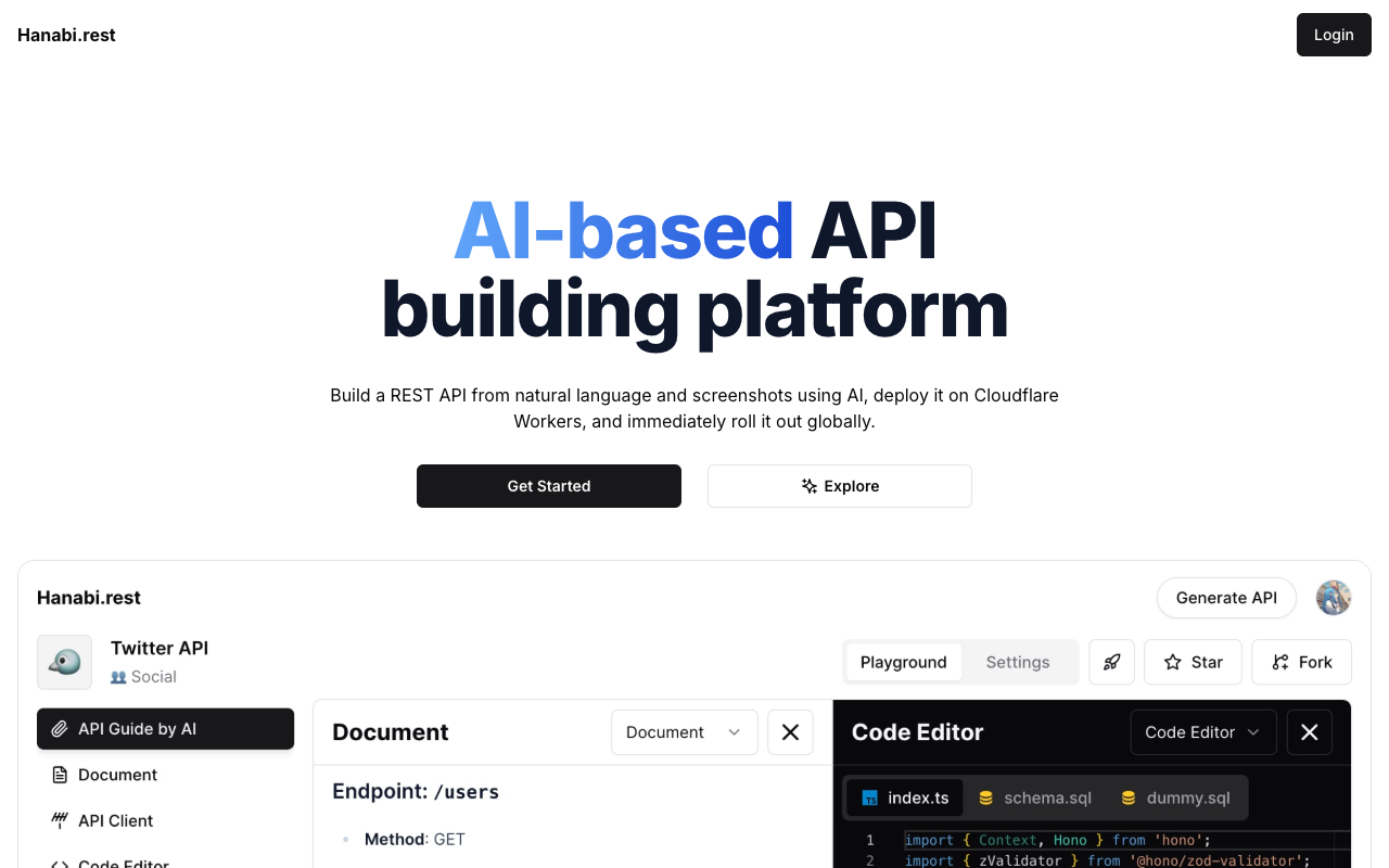 Hanabi.rest - AI-powered Backend API Building Platform