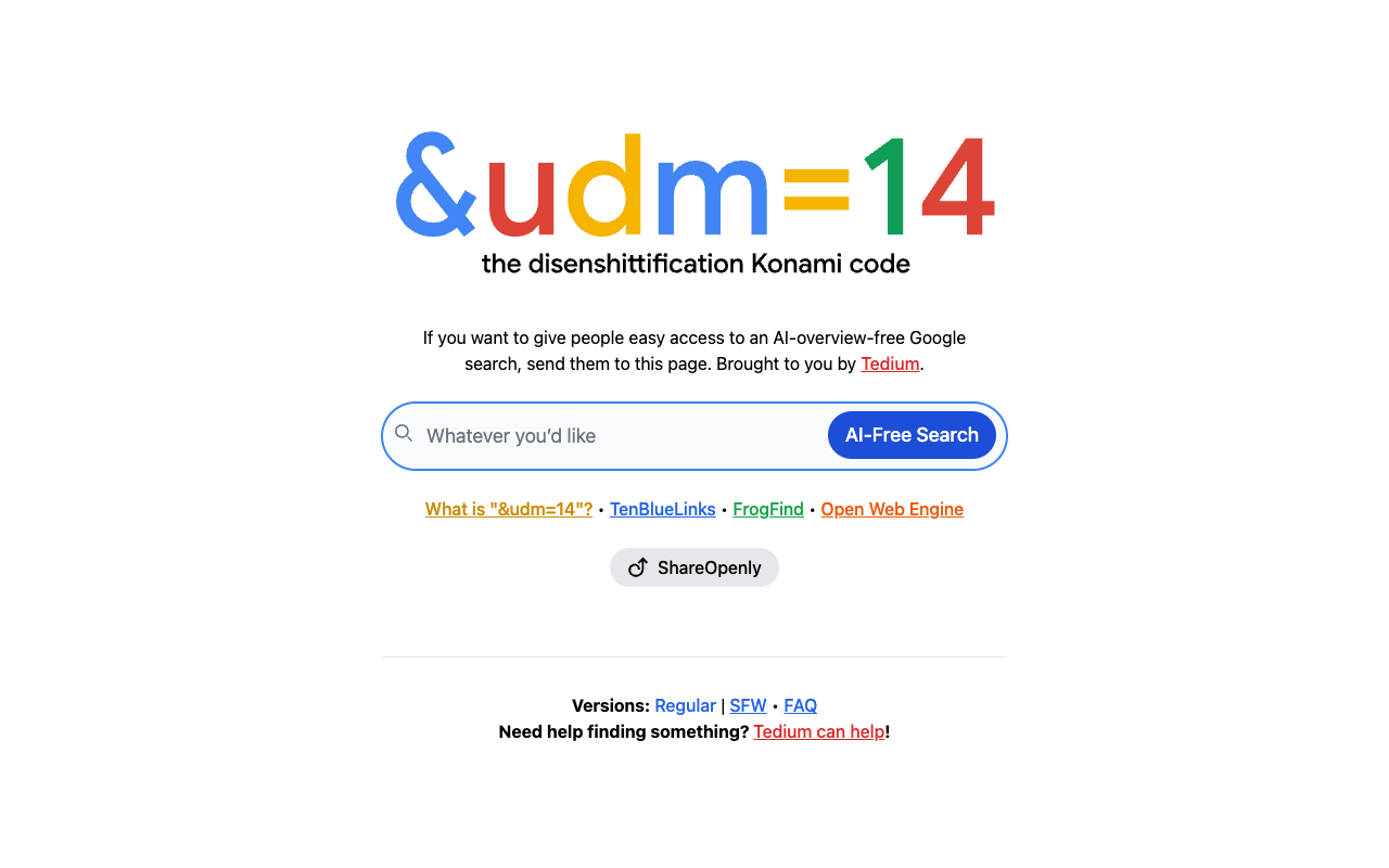 &udm=14 - A quick way to get an AI free search without any extra work