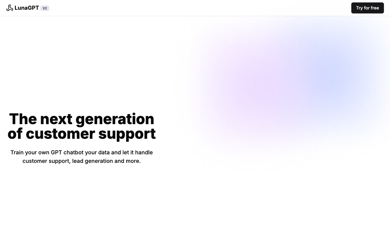 LunaGPT - Automate Customer Support with AI Trained on Your Data