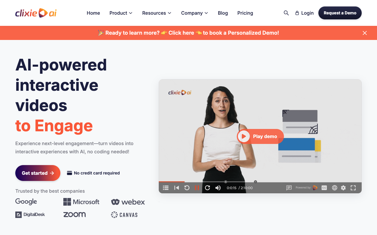 Clixie AI - Transform videos into interactive experiences AI Video Education
