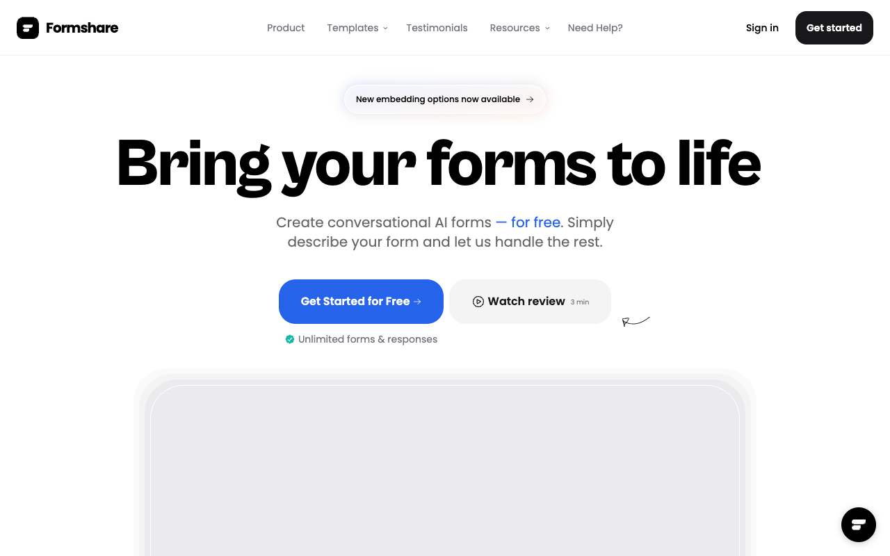 Formshare - Create conversational AI forms, for free