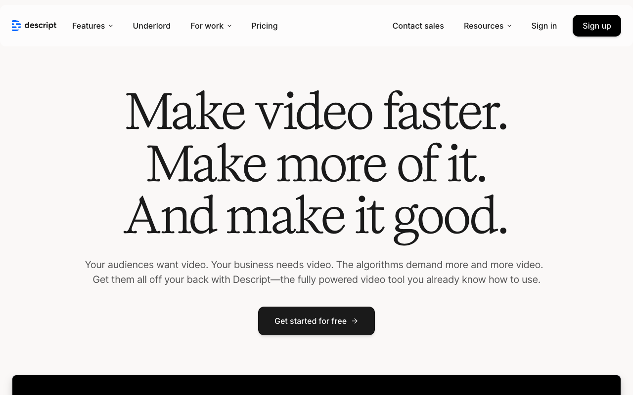 Underlord by Descript - AI powered video editing assistant that understands creators