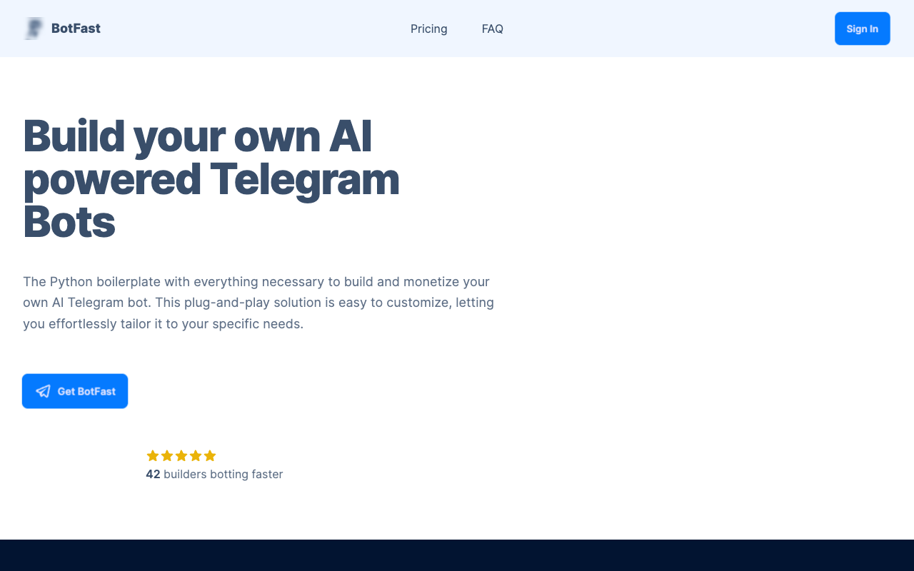 BotFast - The Python boilerplate to ship your AI powered telegram bot