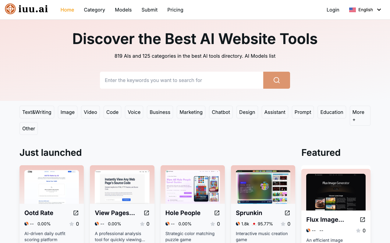 iuu AI - The Largest Directory of AI Tools and Models