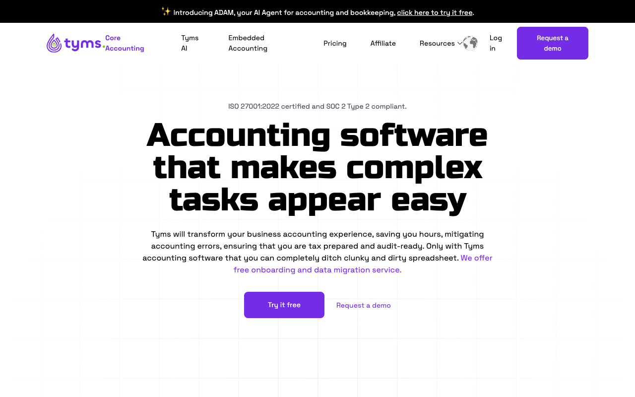 Tyms - Modern accounting ERP for ambitious businesses Accounting Automation AI