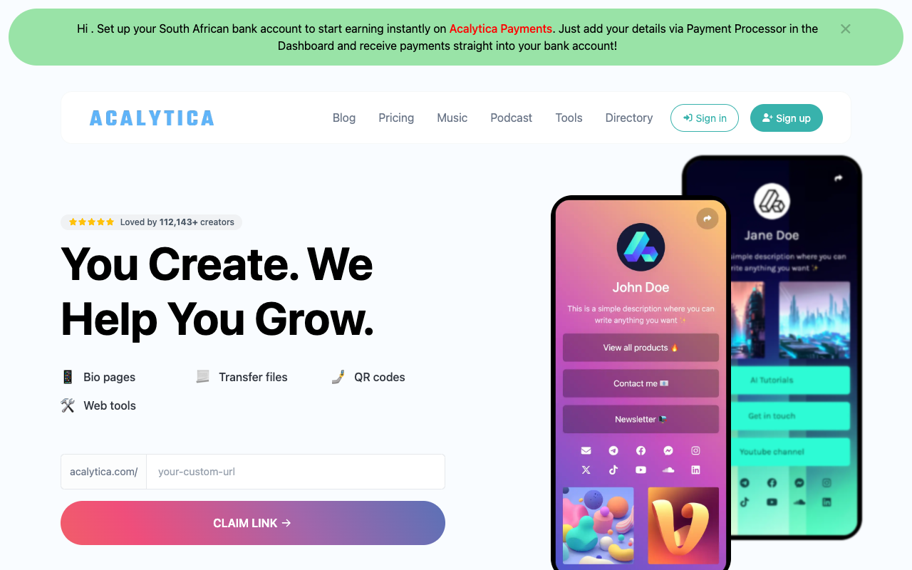 Acalytica - The Ultimate One-Page Website Builder for Brands
