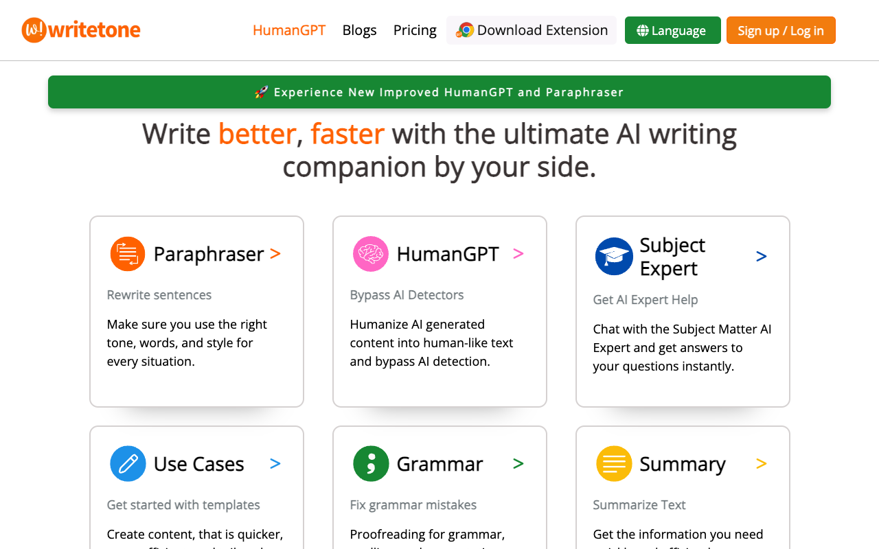 Writetone HumanGPT - Humanize AI generated text to bypass AI detection