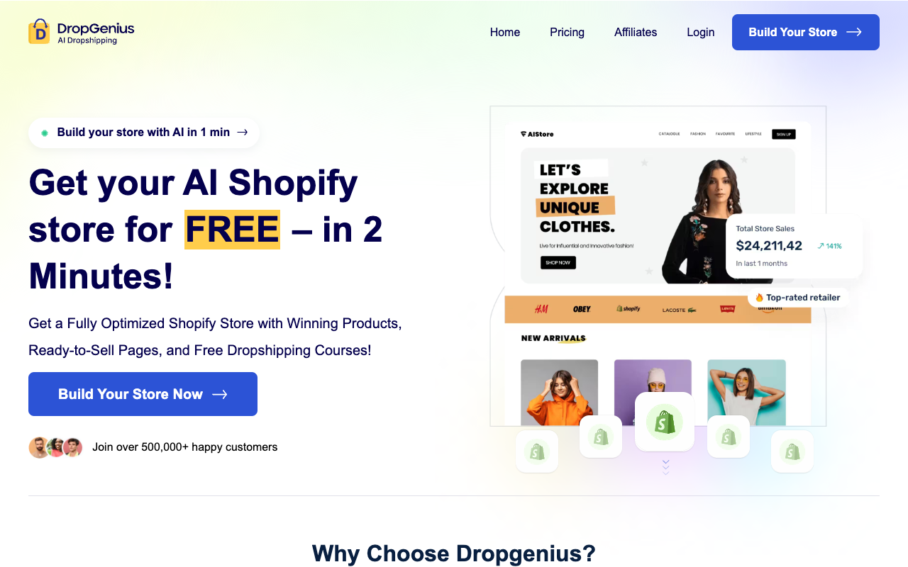 DropGenius - Launch your profitable store effortlessly with AI!
