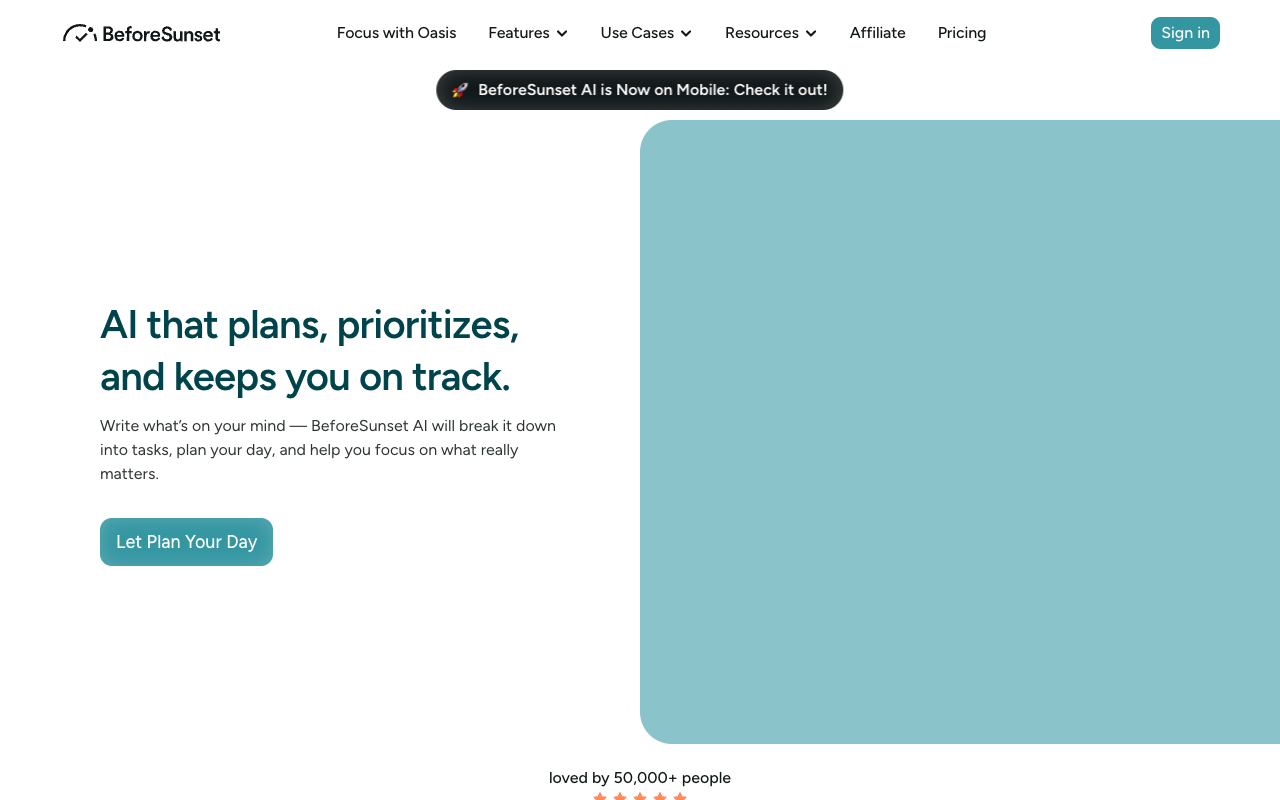 Oasis by BeforeSunset AI - Your AI-generated workspace for Deep Focus