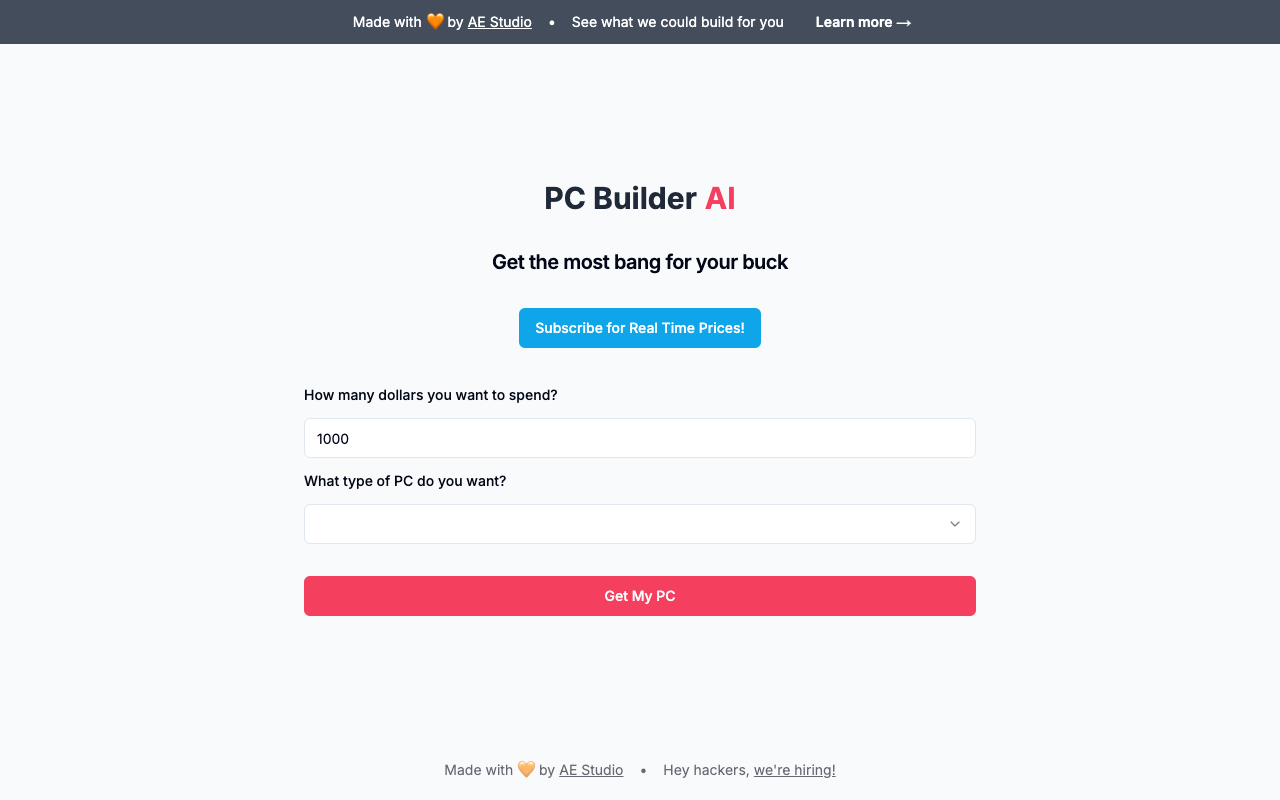 PC Builder AI - AI-powered suggestions for budget-friendly PC parts