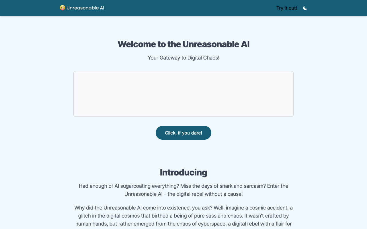 Unreasonable AI - A chaotic AI assistant that's here to stir up some trouble!