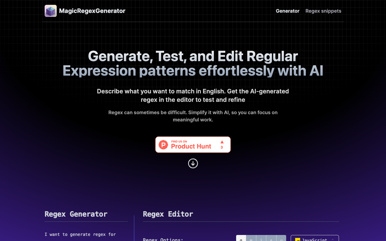 Magic Regex Generator - Generate and test regex with AI AI Regex Development