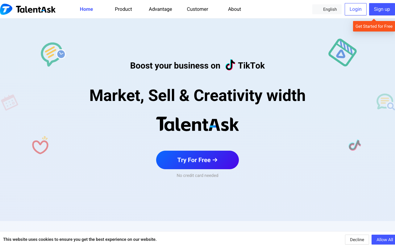 TalentAsk - TikTok video creation and publishing platform