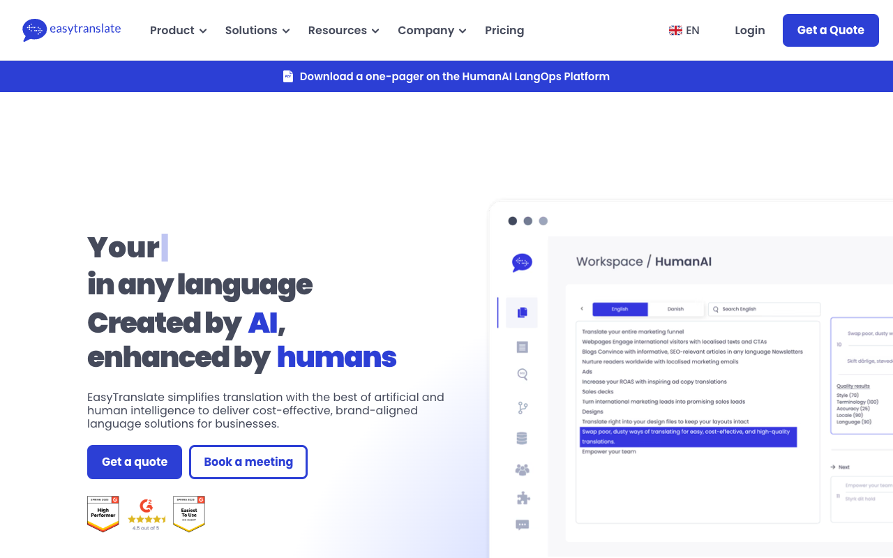 EasyTranslate - Simplifying Global Communication with AI and Human Intelligence AI Language Operations Translation