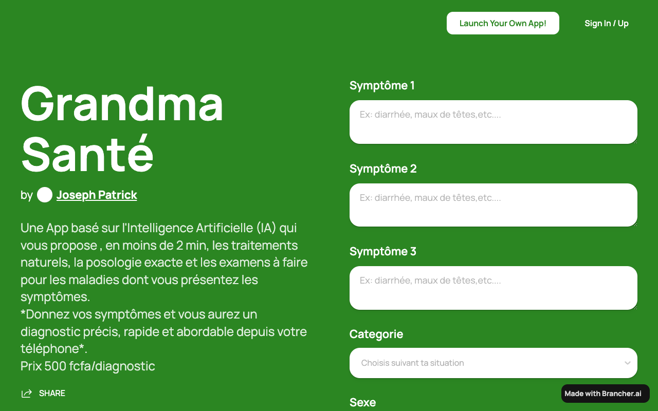 Grandma Santé - AI Prediagnostic Disease and Natural Plants Treatments
