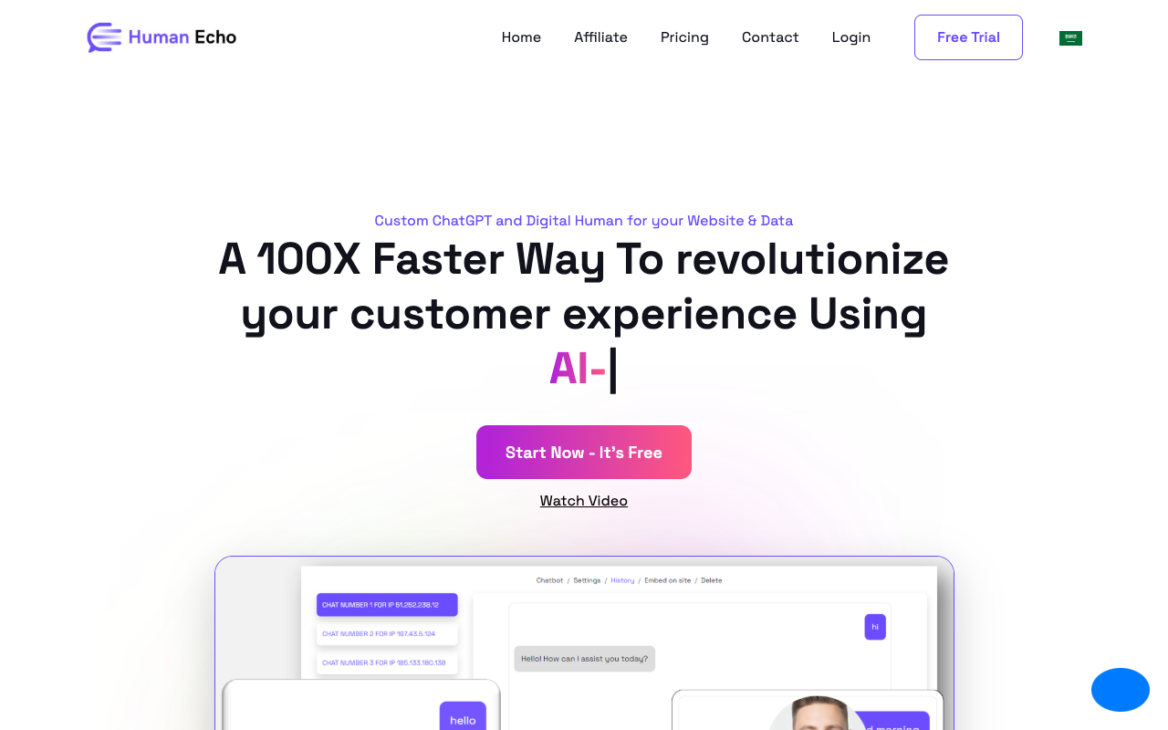 Human Echo - Revolutionize Your Customer Experience with Custom ChatGPT and AI-powered Digital Human