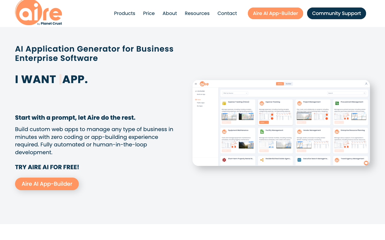 Aire - Build web apps to manage any type of business in minutes