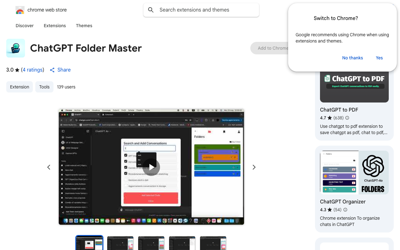 ChatGPT Folder Master - Organize your ChatGPT chats into folders