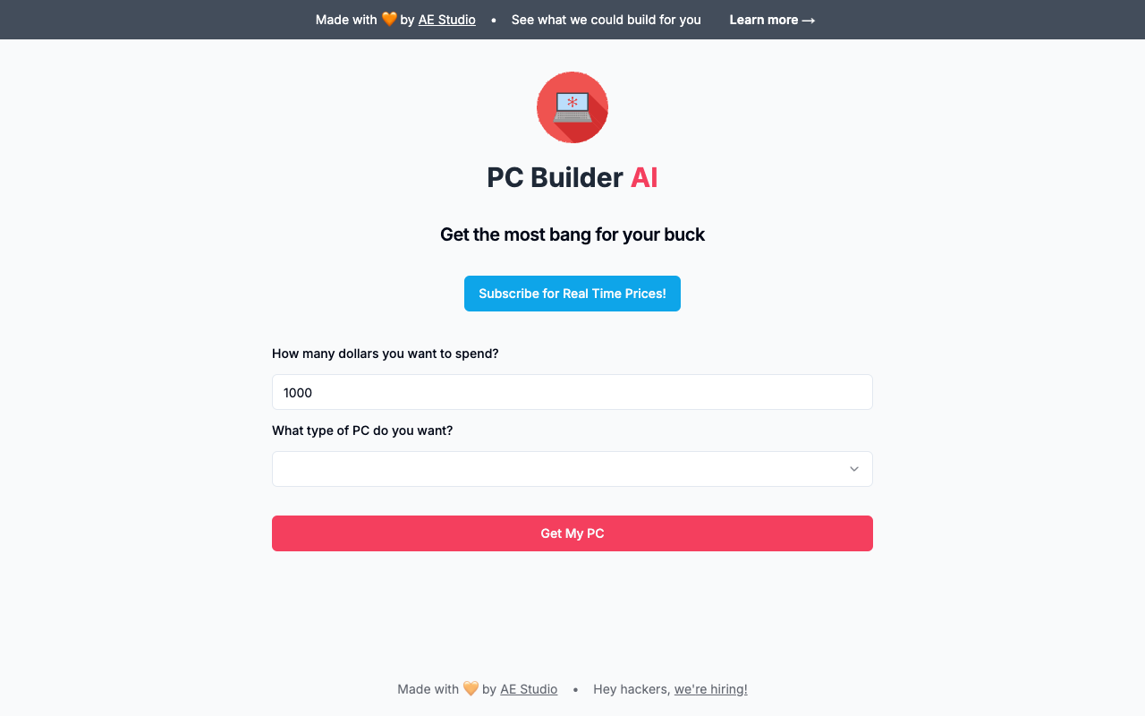 PC Builder AI - AI-powered suggestions for budget-friendly PC parts