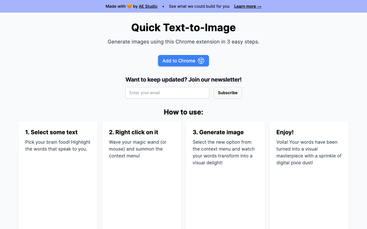 Quick Text-To-Image - Chrome Extension to quickly generate images from selection