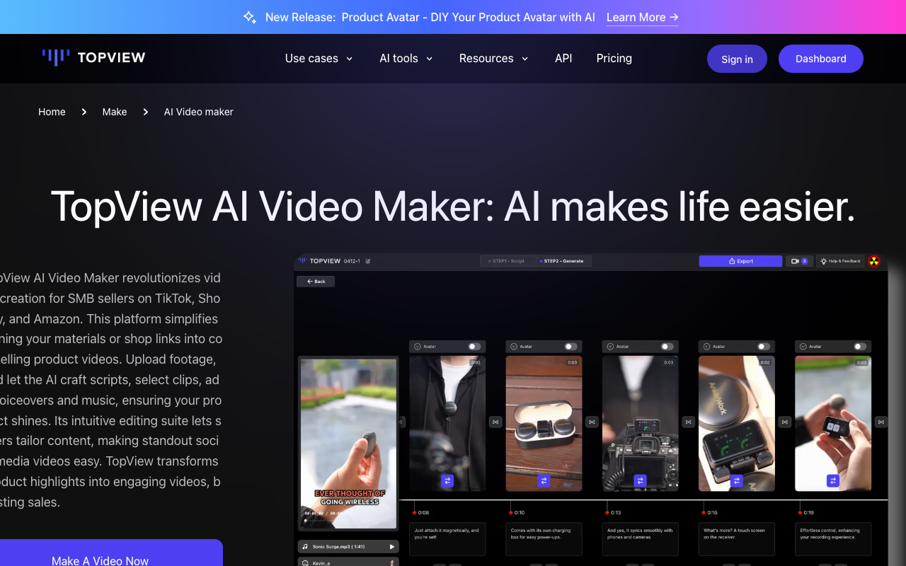 TopView.ai - Effortless AI-Powered Video Creation AI Video Marketing