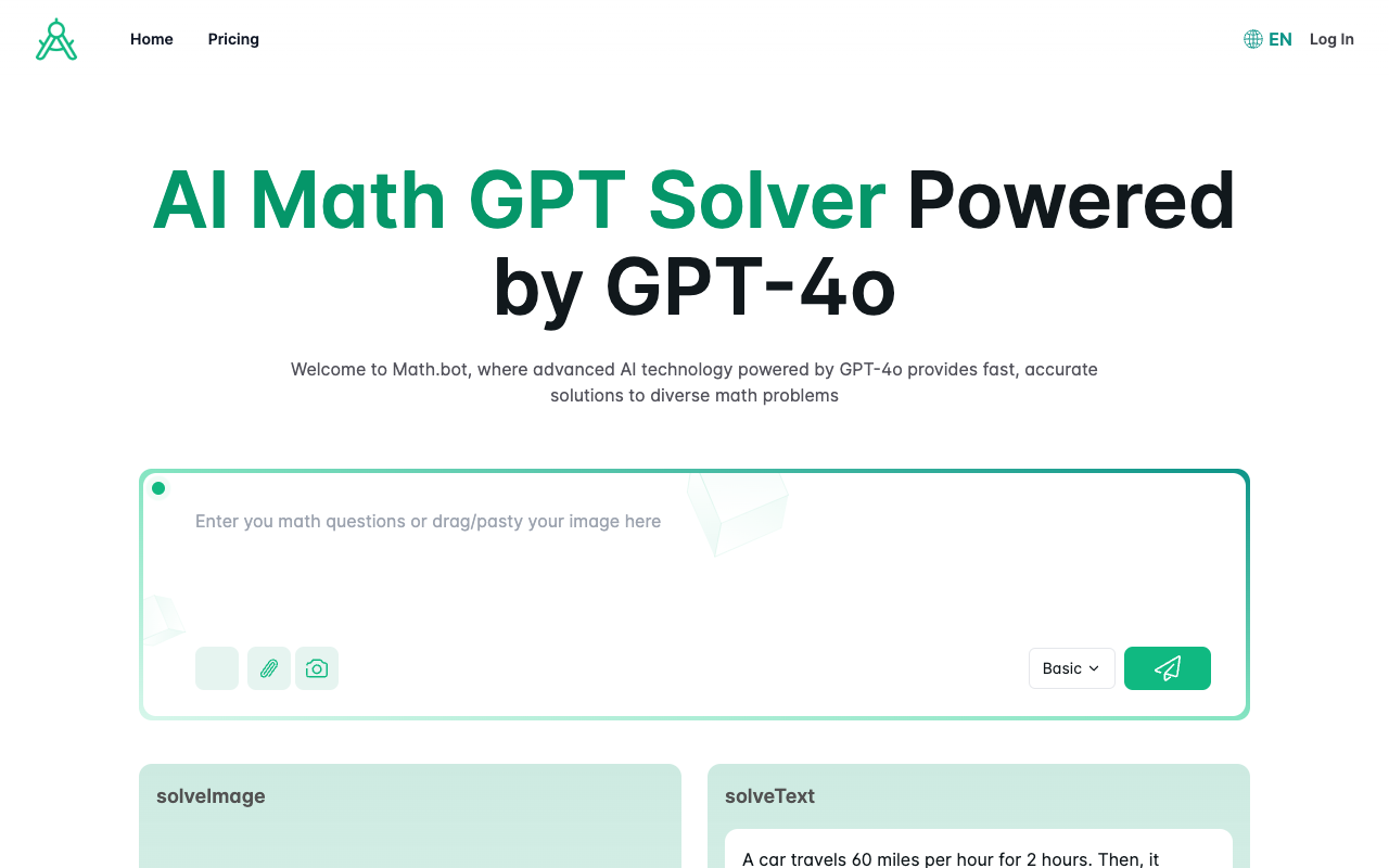 AI Math Solver Online Powered by GPT-4o - Just snap a photo, and let GPT-4o unravel the math for you!