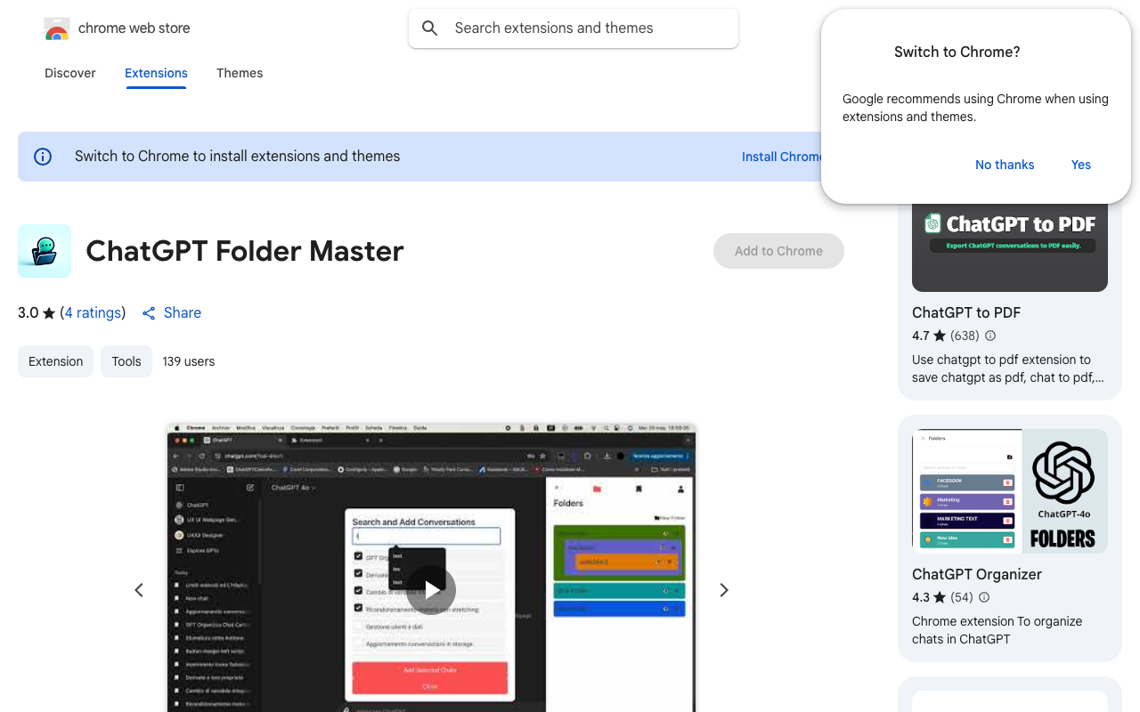 ChatGPT Folder Master - Organize your ChatGPT chats into folders
