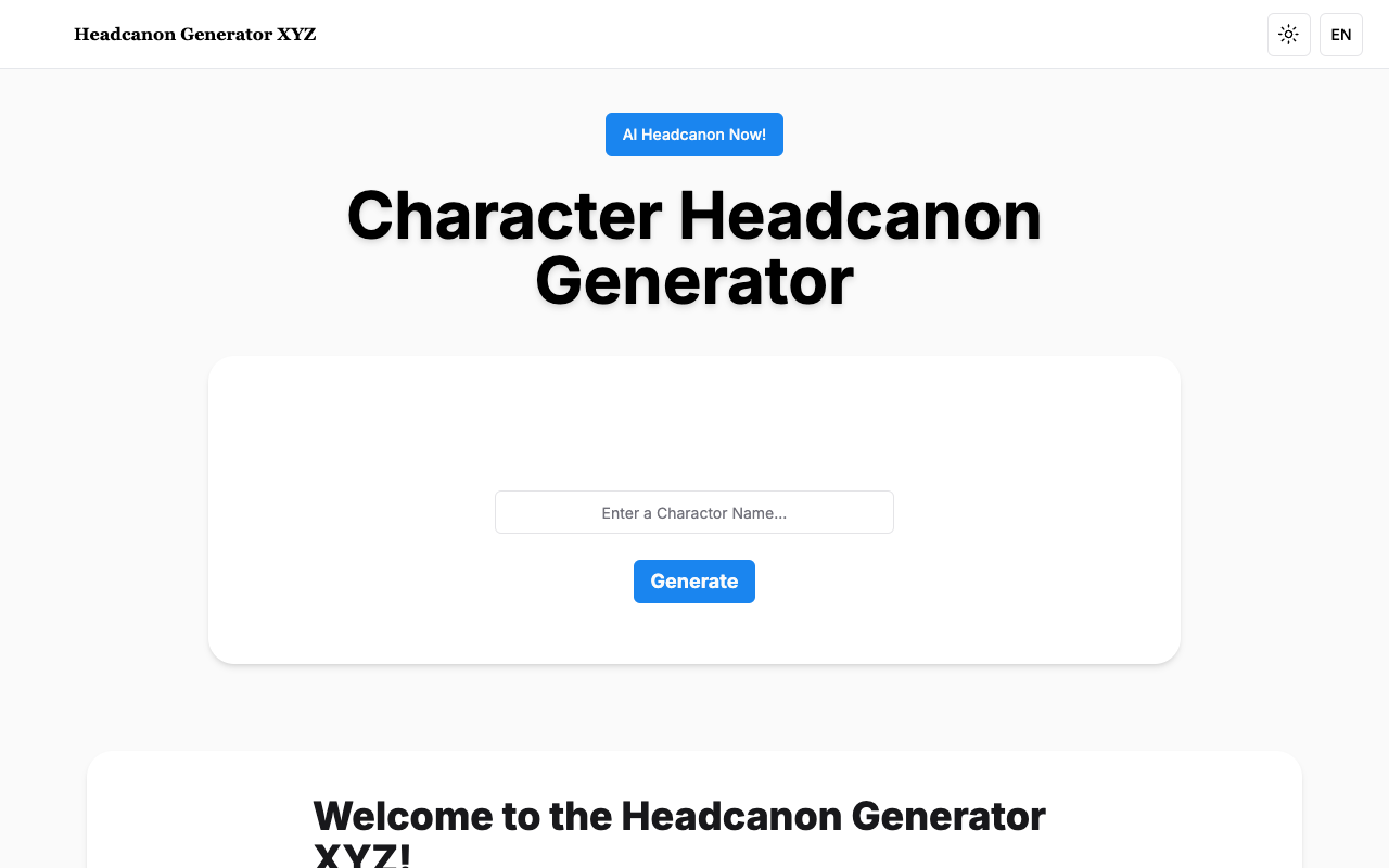 Headcanon Generator XYZ - Expand Your Character Lore with AI AI Character Development