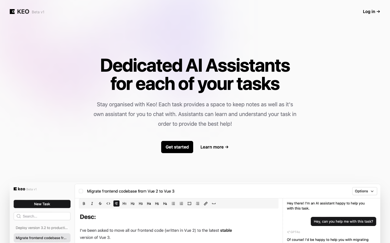 Keo - AI assistants for each of your tasks