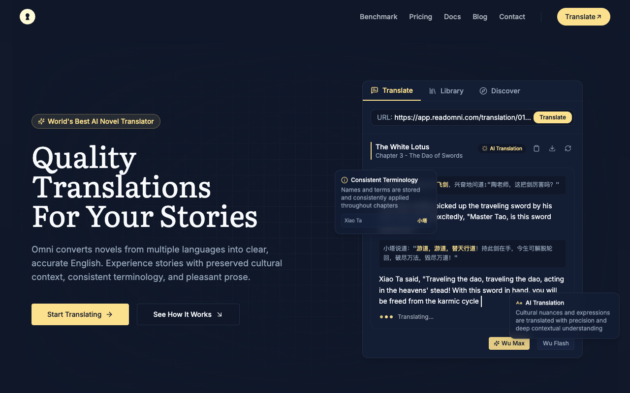 Omni - AI-powered literary translation AI Translation