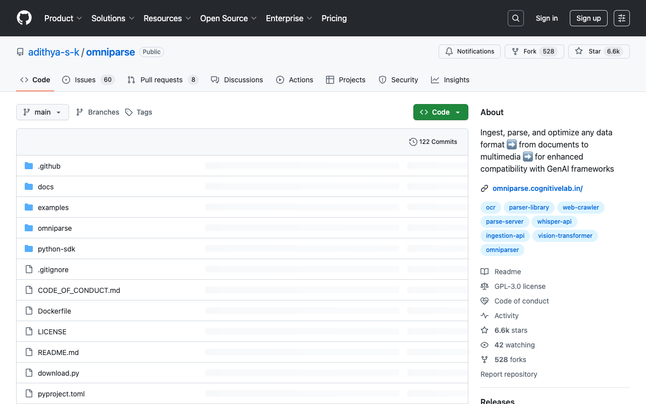 OmniParse - An Open-Source Platform for Structuring Any Unstructured Data