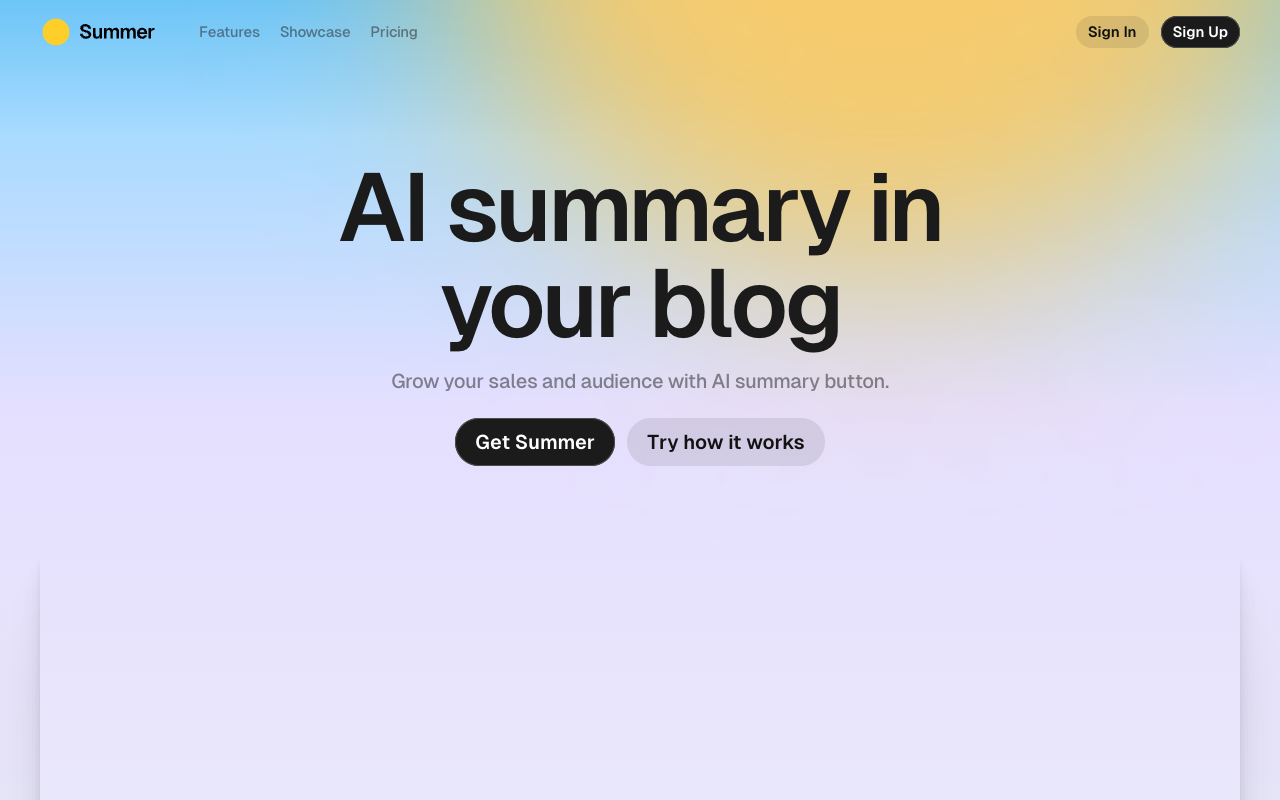 Summer - AI Summary Button for Your Blog Readers