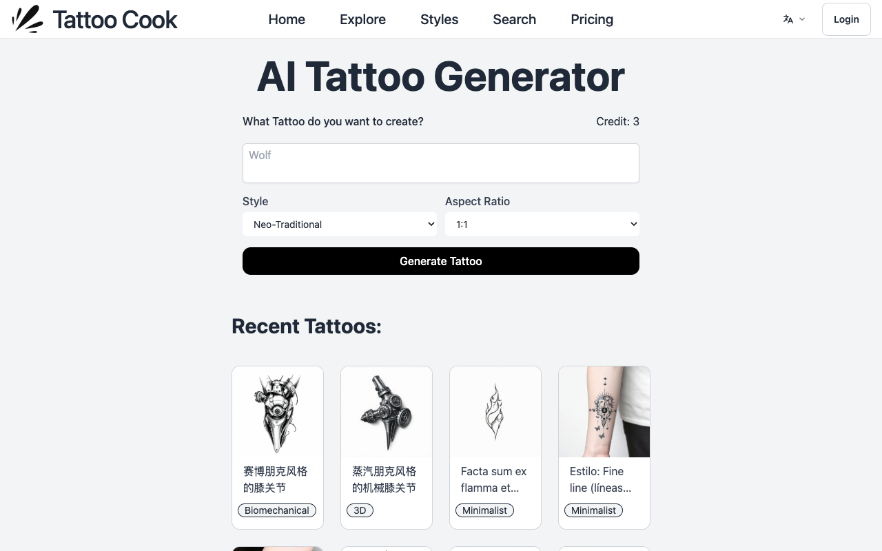 Tattoo Cook - Create unique tattoo designs in seconds