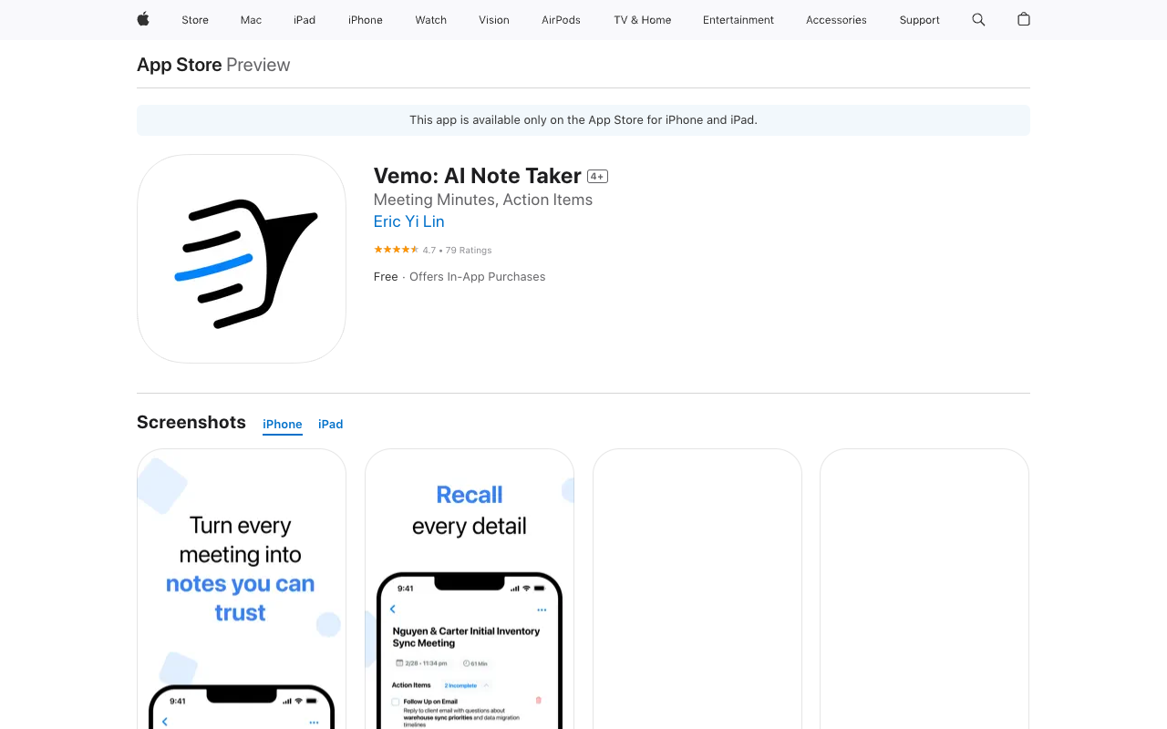 Vemo AI - The simplest AI note taker yet