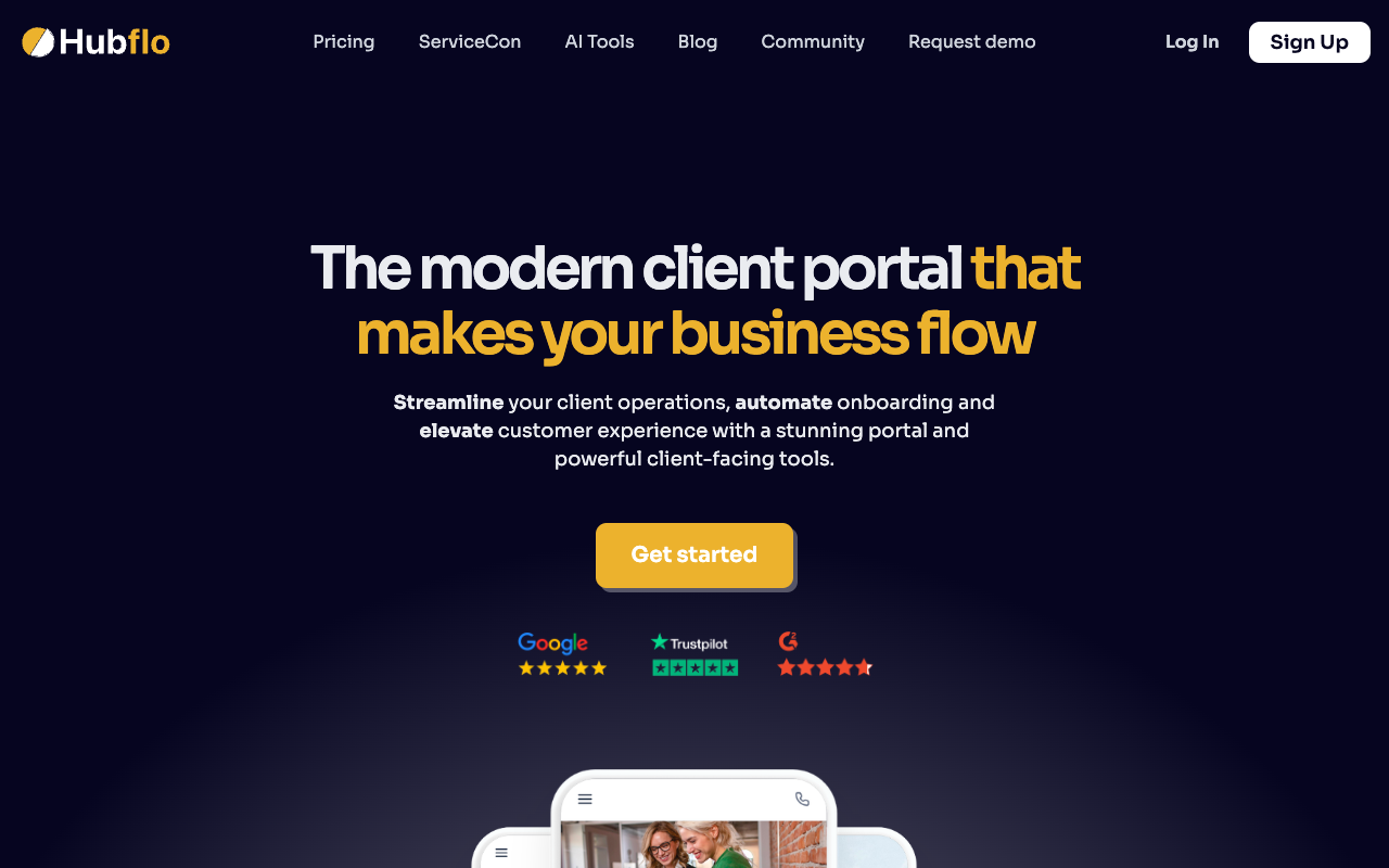 Hubflo - Dazzle Clients with a Powerful Client Portal, built by AI
