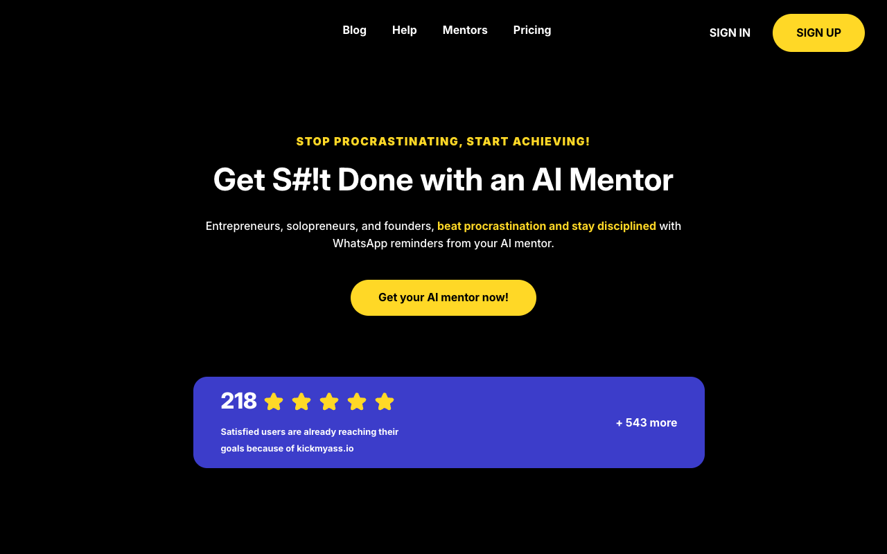 Kickmyass.io - An AI-powered virtual boss that kicks your ass AI Productivity