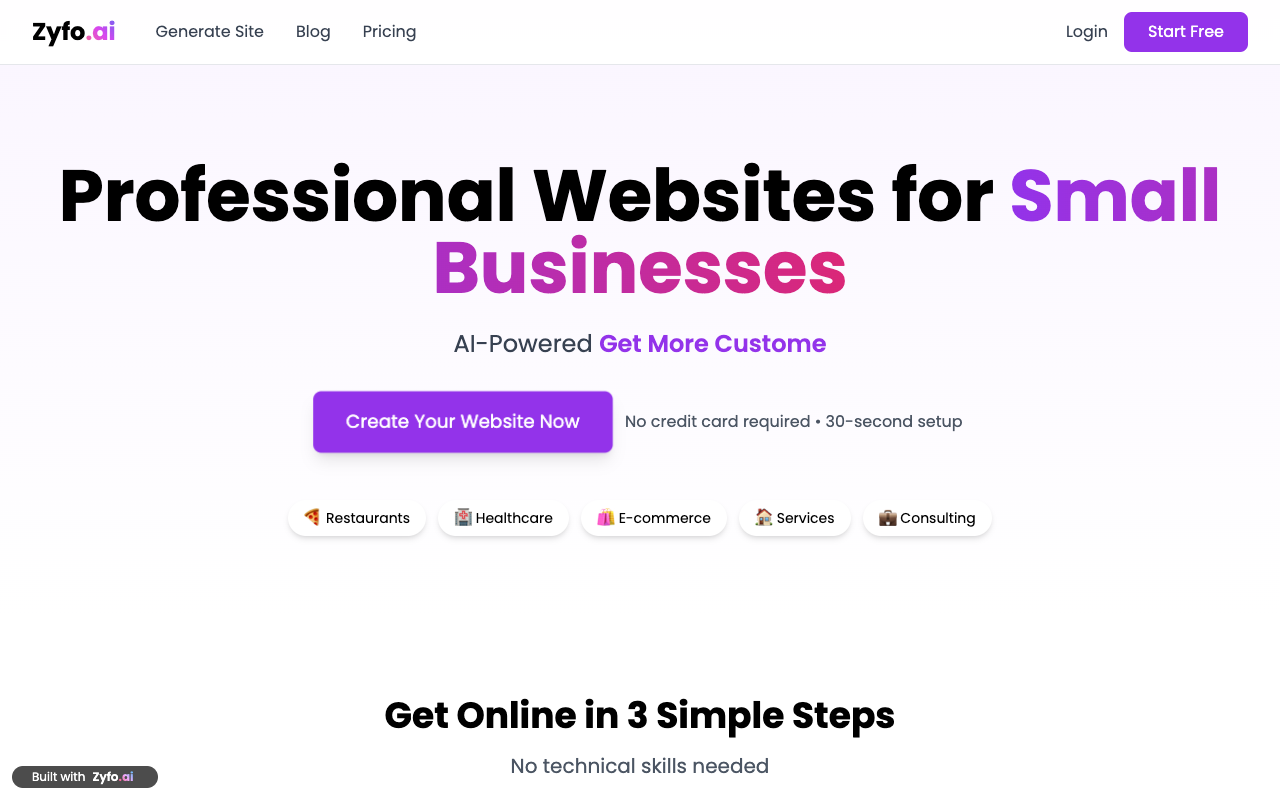 Zyfo.ai - AI Website Generator for Quick and Easy Website Creation