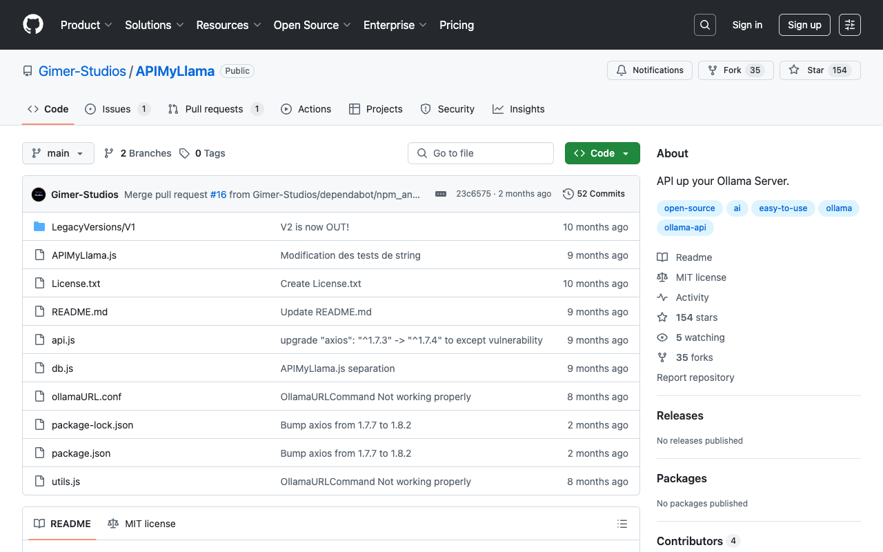 APIMyLlama - API up your Ollama Server AI Server