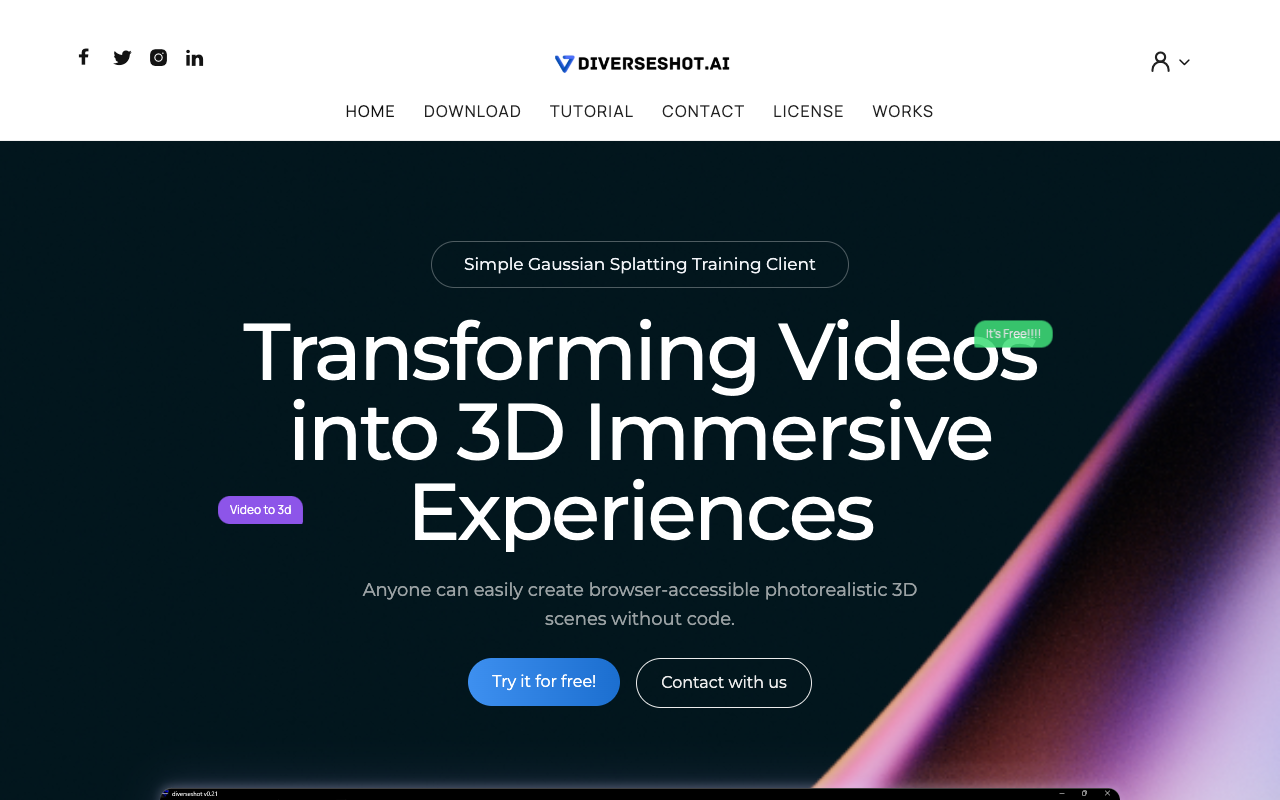 DiverseShot - Simplify Video to 3D Gaussian Splatting with AI AI Video Conversion