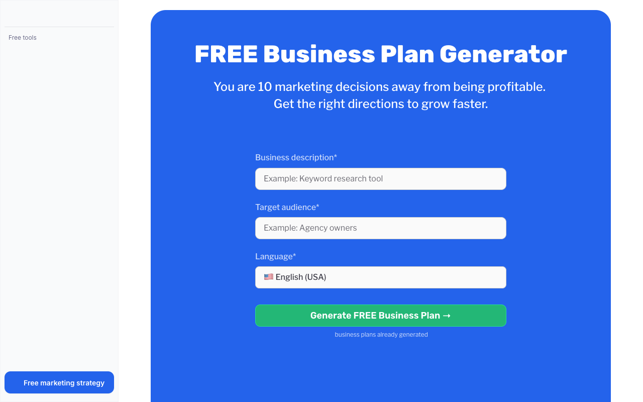 Business Plan Generator - 10 marketing decisions to make you profitable AI Marketing