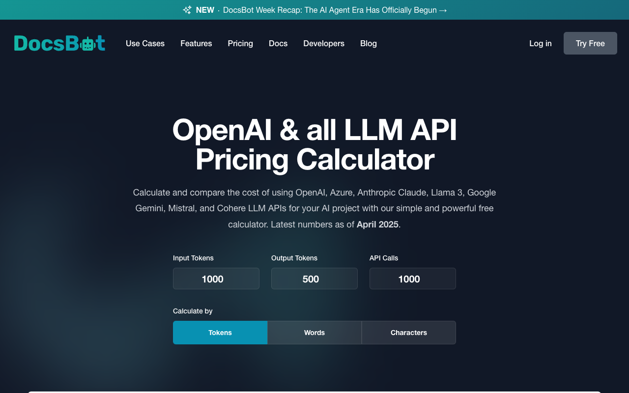 Free LLM API Pricing Calculator - Calculate and compare the cost of the latest LLM APIs