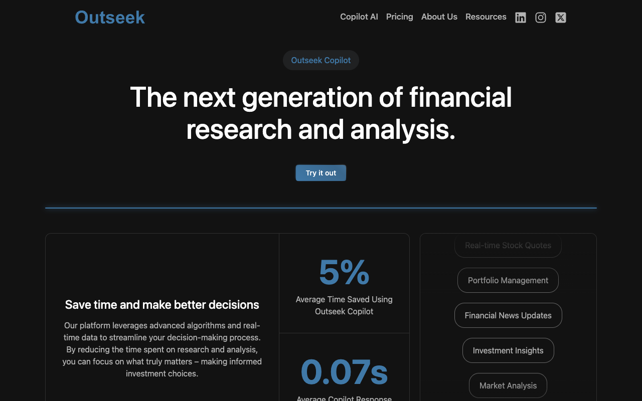 Outseek Financial Copilot - Your Real-Time Stock Data Assistant